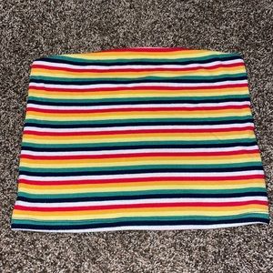 American Eagle / size: M / red, orange, yellow, green, black, white striped top